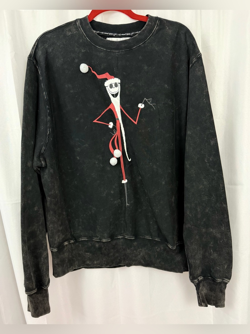 Disney Black Acid Wash Crewneck Sweatshirt Nightmare Before Christmas Medium